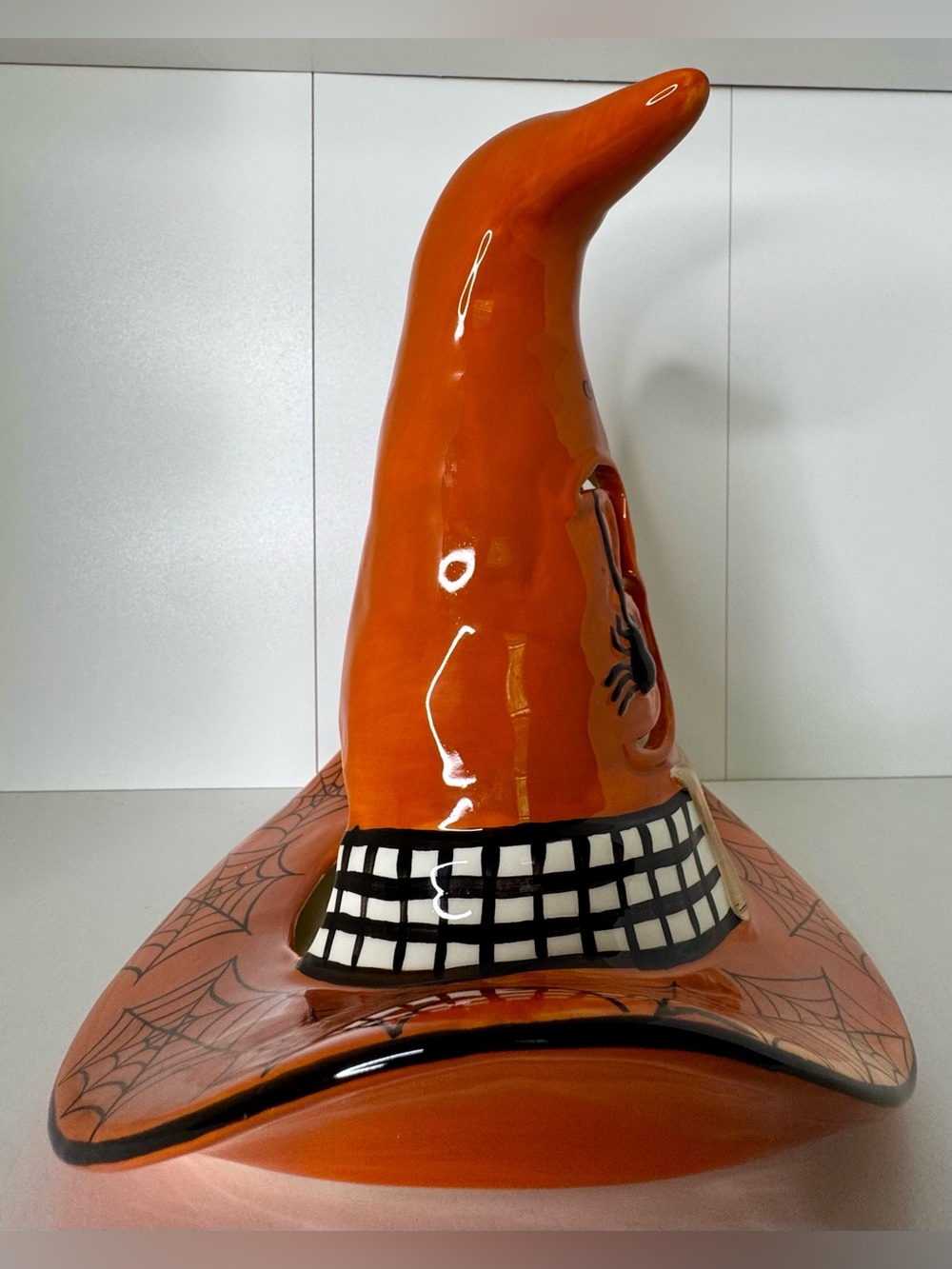 Blue Sky October 31 Orange Tea Light Ceramic Witch Hat NWT - Picture 10 of 12
